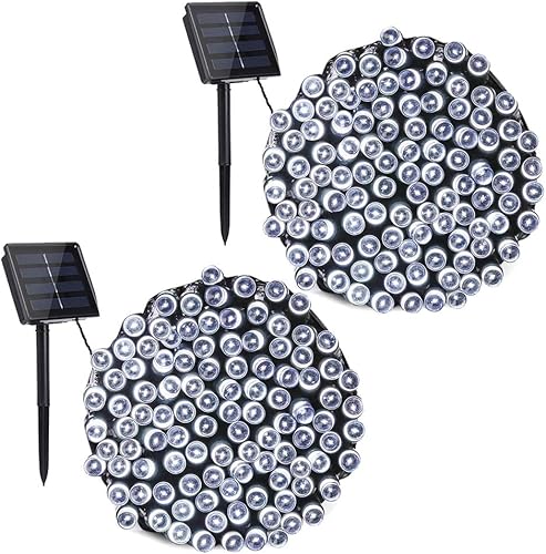 Toodour - Luces solares de Navidad, paquete de 2 unidades, 200 luces LED, 8 modos, tira de luces solares, 72 pies de longitud, luces solares de