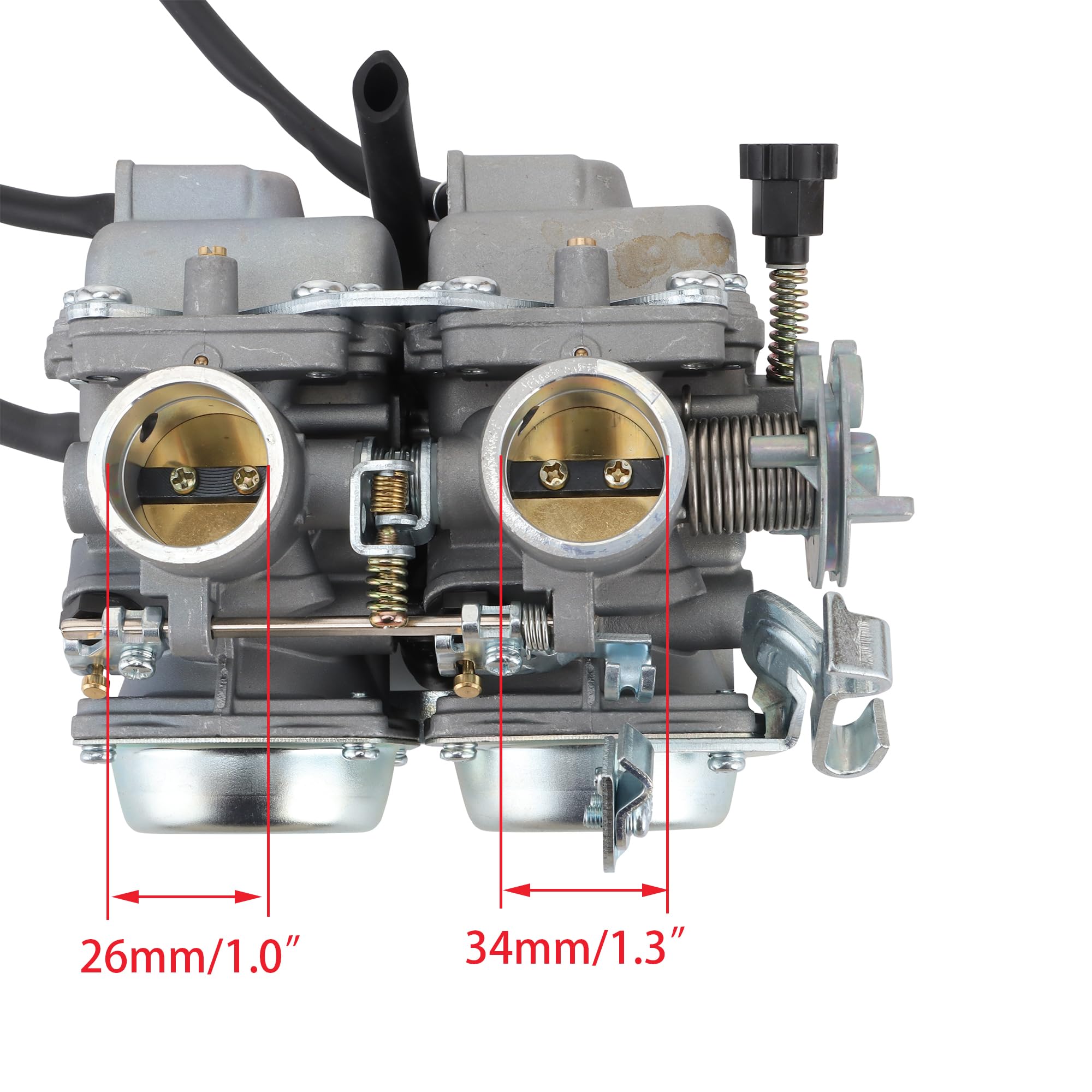 WOOSTAR Carburador Bicilíndrico con Filtro de Combustible Ensamblaje Reemplazo para Carb Chamber 250cc Rebel CMX 250 CA250 CBT250 Motor Leonart Daytona Spyder 125cc Dirt Pit Bike