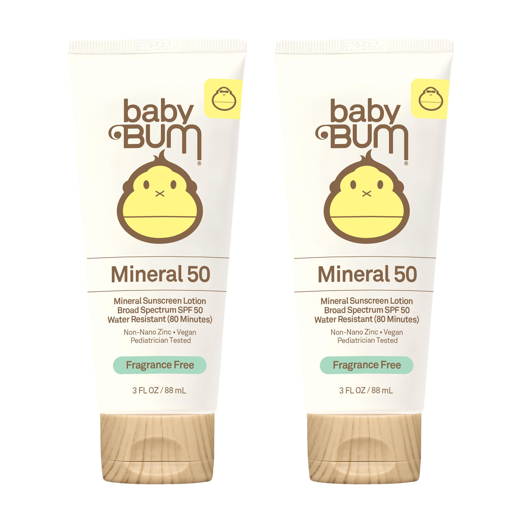 Baby Bum Mineral Sunscreen Lotion - SPF 50 - UVA/UVB Face and Body Protection - Fragrance Free – Safe for Sensitive Skin- Travel Size - 3 FL OZ (Pack of 2)