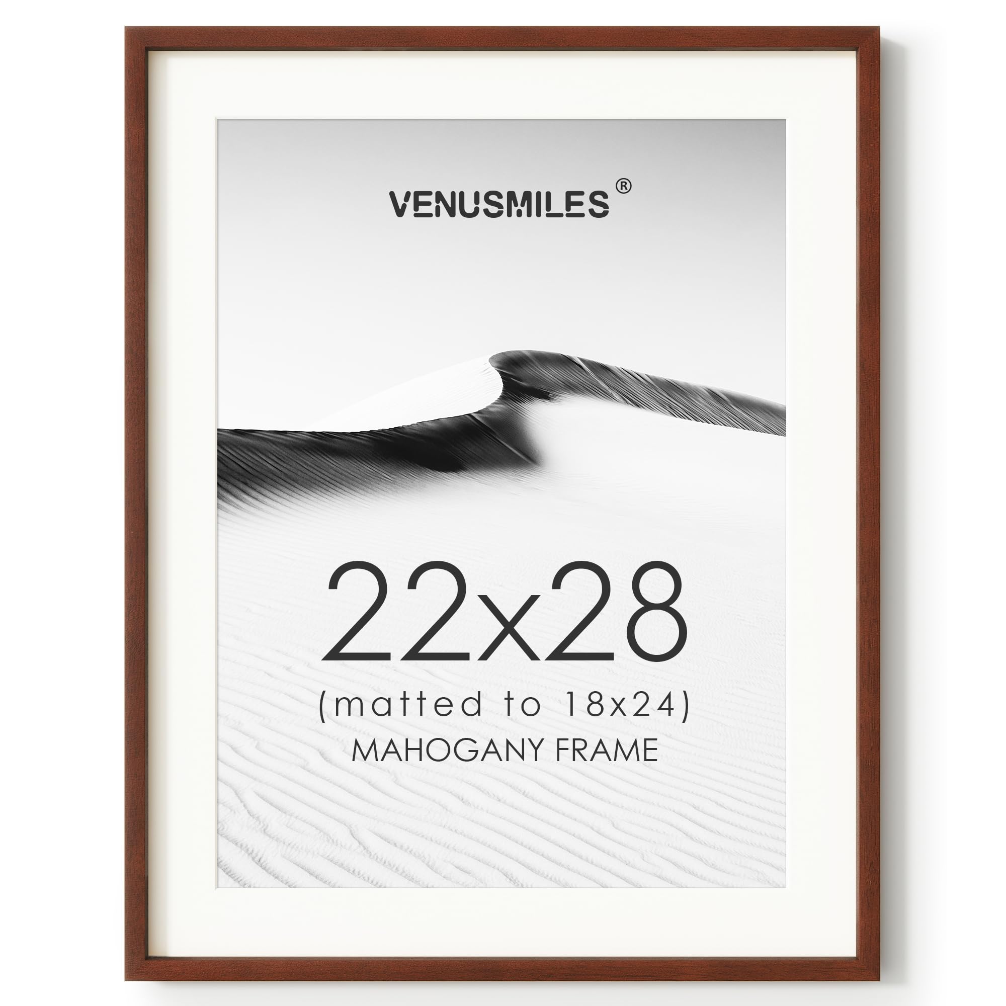 22x28 Poster Frame, USA-Sourced Natural Mahogany Wood Picture Collage Frame