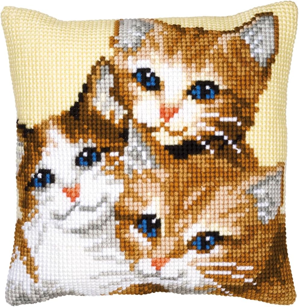 Vervaco Kittens Cross Stitch Cushion, Multi-Colour