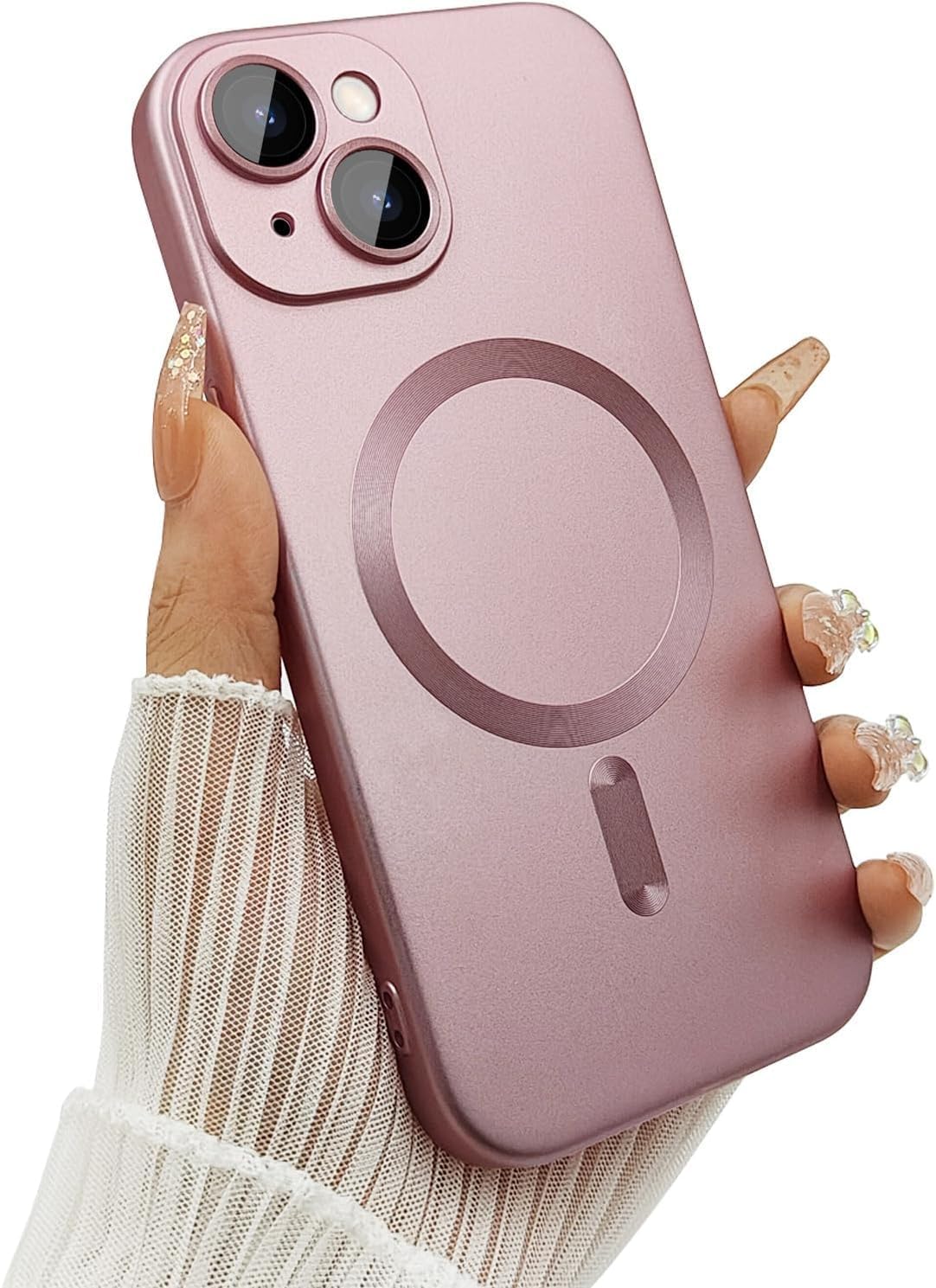 DIZORO® Magnetic Case for iPhone 13 / iPhone 14 Cover [Compatible with MagSafe][Built-in Camera Lens Protector] Slim Soft Silicone Bumper Shockproof Metallic Luster Back Cover Phone Cases (Desert) — Amazon image 23