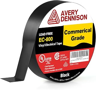 Avery Dennison EC-800 Commercial Grade PVC Electrical Tape, UL/CSA Listed, 3/4 in x 99 ft Black Vinyl Insulating Tape for Repairs & Automotive
