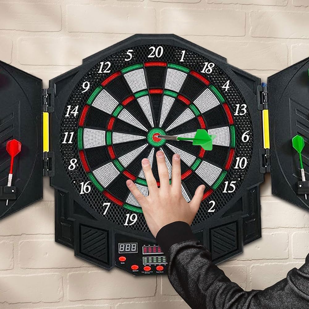 Jeu de Fléchettes Électronique avec Cible, 12 Fléchettes, 96 x 54,6 cm, Écran LCD, Noir