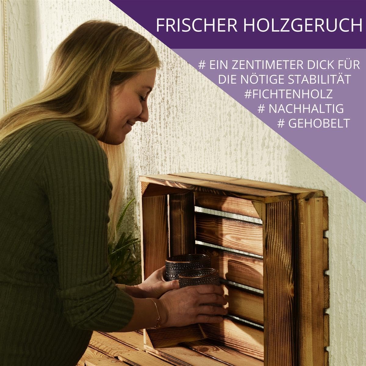 3 Set Holzregal Schmalhanz 50x40x15cm - Weiß 2X Langes Regal