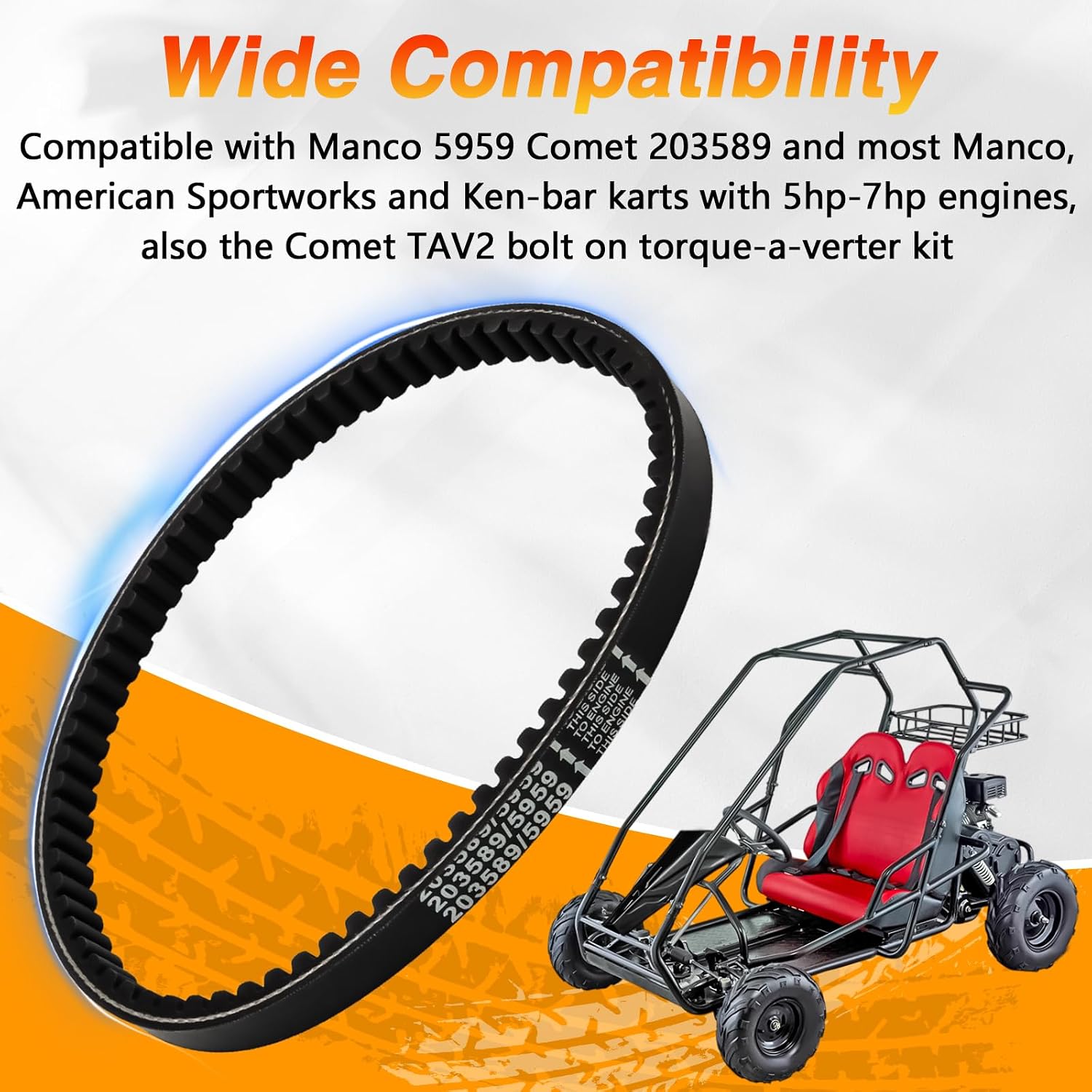 EVRBUL 3PCS Reinforced 30 Series Go Kart Drive Belts Compatible with Manco 5959 / Comet 203589 and Most Manco, American Sportworks and Ken-bar Karts with 5hp-7hp Engines