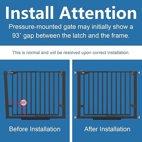 Miniatura 7 de Malier Puerta de bebé para escaleras con puerta grande para pasar, 29-40 pulgadas, puerta para perro montada a presión sin taladro, puerta para