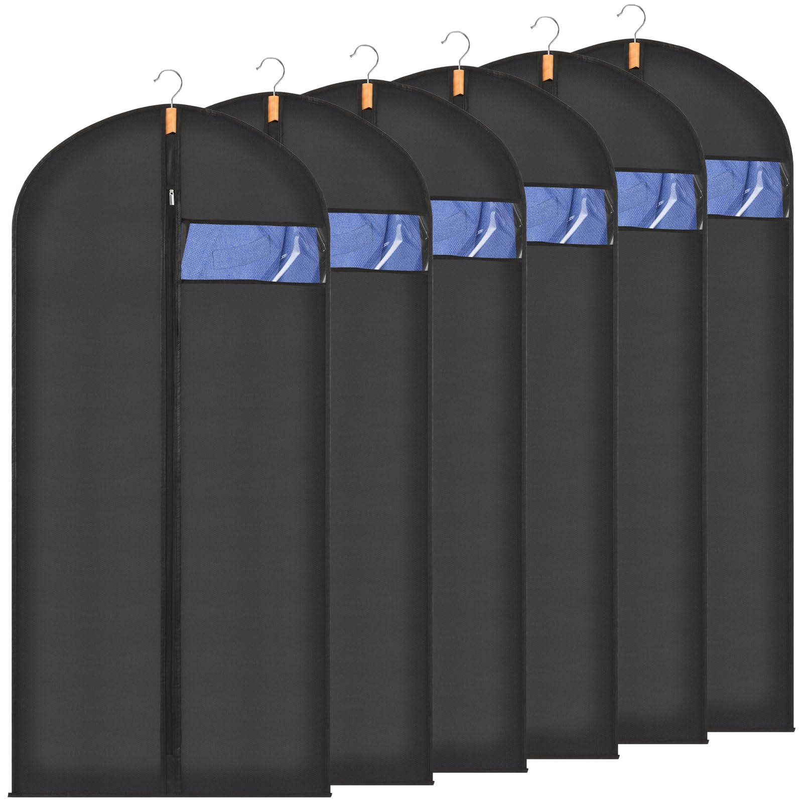 Sevenpers Fundas Ropa Armario Negro 60x140cm Juego 6, Antipolvo Antihumedad Antipolillas, Funda Larga con Cremallera, Transpirable Bolsa de Ropa para Abrigos Invernales y Vestidos Grandes — view 11