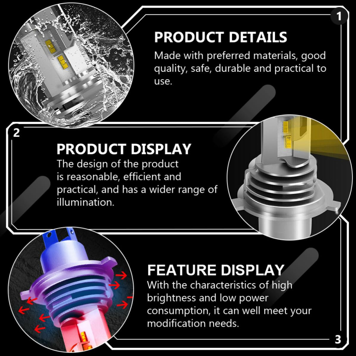 UKCOCO Lampadine Fredda 5000lm 6500k Auto in 9003 e per LED Luce a 55w di H4 Argento Lega Alluminio 2 Pezzi Efficienti Basso Consumo Fari Anteriori Sinistro e Destro