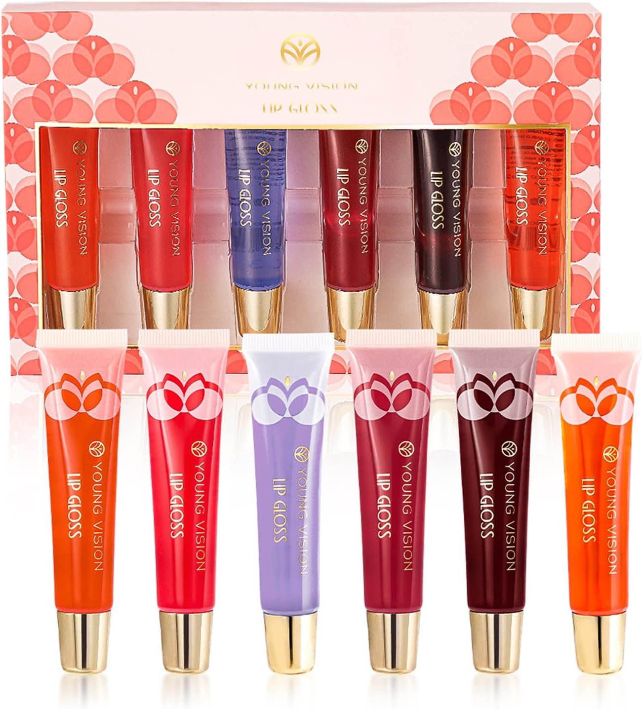 JoyeeeLip Gloss Oils, 6 Pcs Different Flavored Lip Gloss Set, Lip Plumper & Moisturizing, Lip Glosses for Dry and Chapped Lips, Shimmering Watery Lips