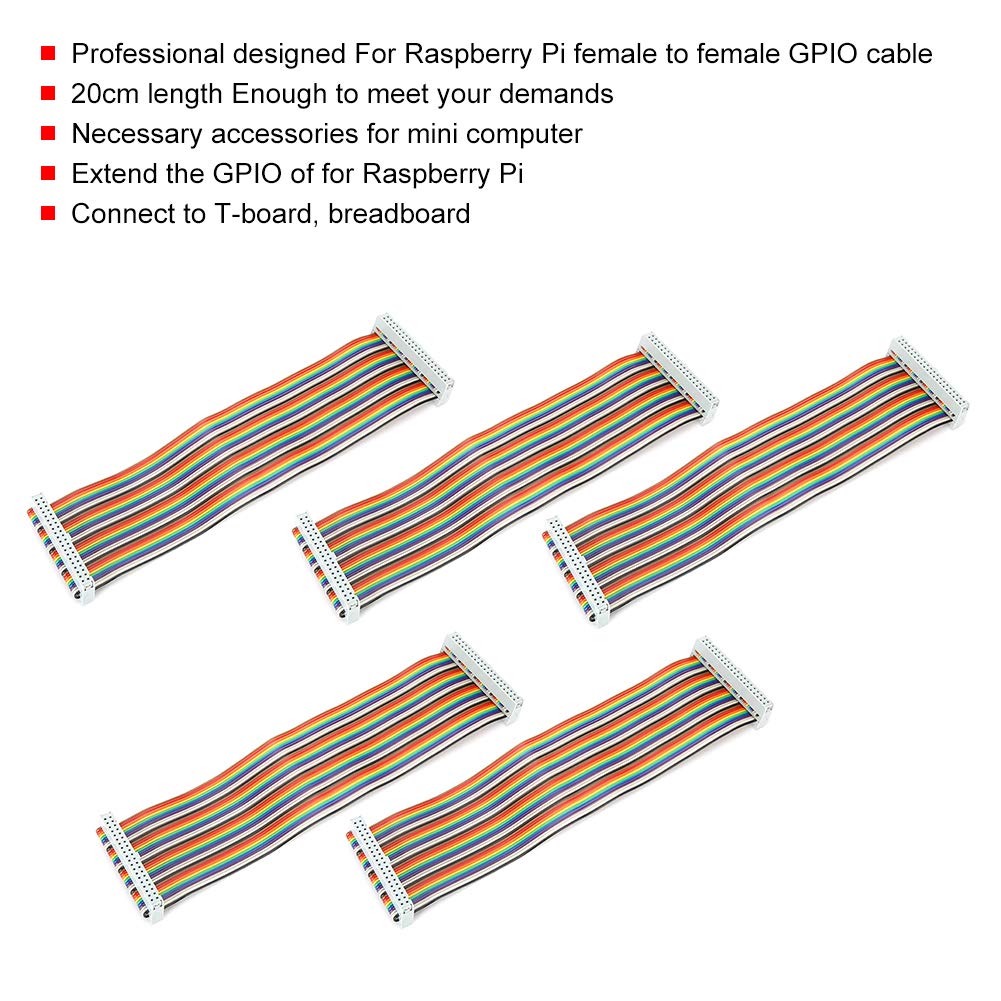 Topiky - 5 Cavi GPIO A Nastro 40 Pin Maschio-Femmina, 20 Cm Per Raspberry Pi, Ideali Per Display E Breadboard