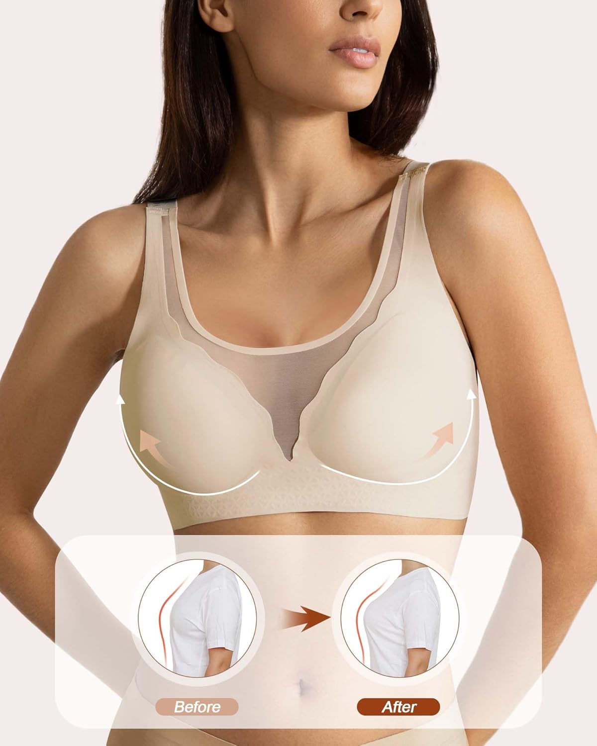 Womens Deep V Bras Wireless Comfortable Bra Supportive No Underwire Bras Tshirt Push Up Bralettes Plunge Seamless Bra - Image 2