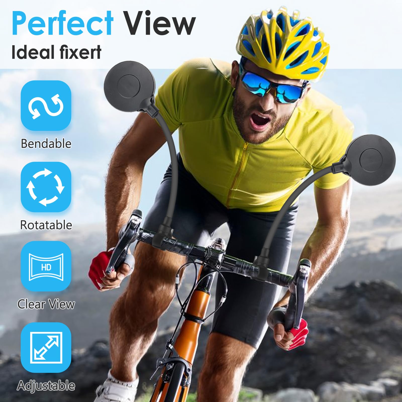 Rétroviseurs Vélo 2 Pièces - Miroir Convexe Réglable 360° - Pour Vélo/Scooter