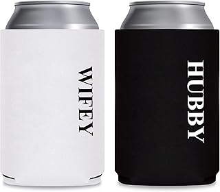Mr&MrsGifts Honeymoon Essentials Hubby and Wifey Gifts Wedding Can Coolers Engagement Gifts for Couples