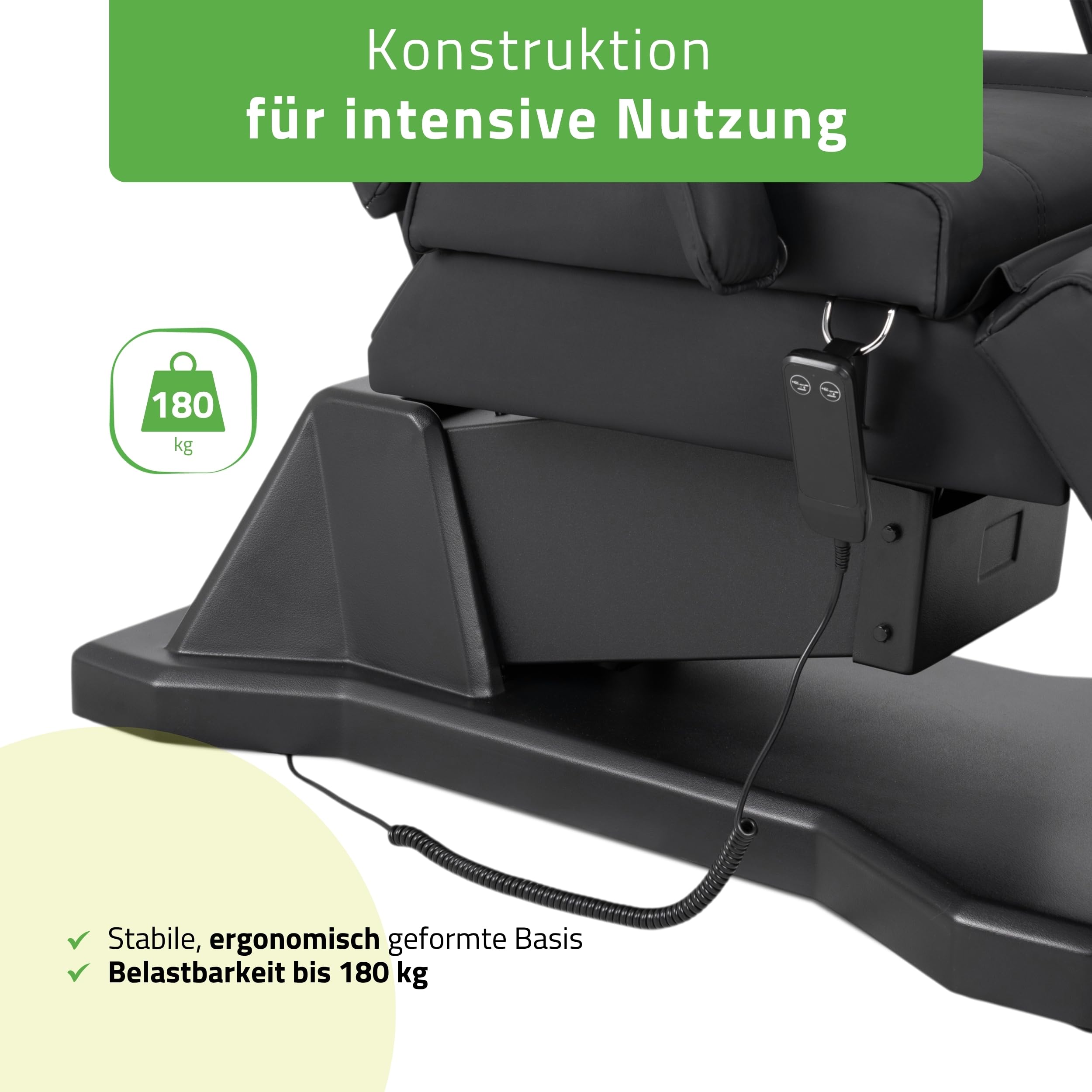 HABYS Laris Elektrische Kosmetikliege | Höhenverstellbarer Kosmetikstuhl mit Verstellbarer Rückenlehne & Fußstütze | Beautyliege für Kosmetik, Fußpflege, Massage & Tattoo | 180 kg