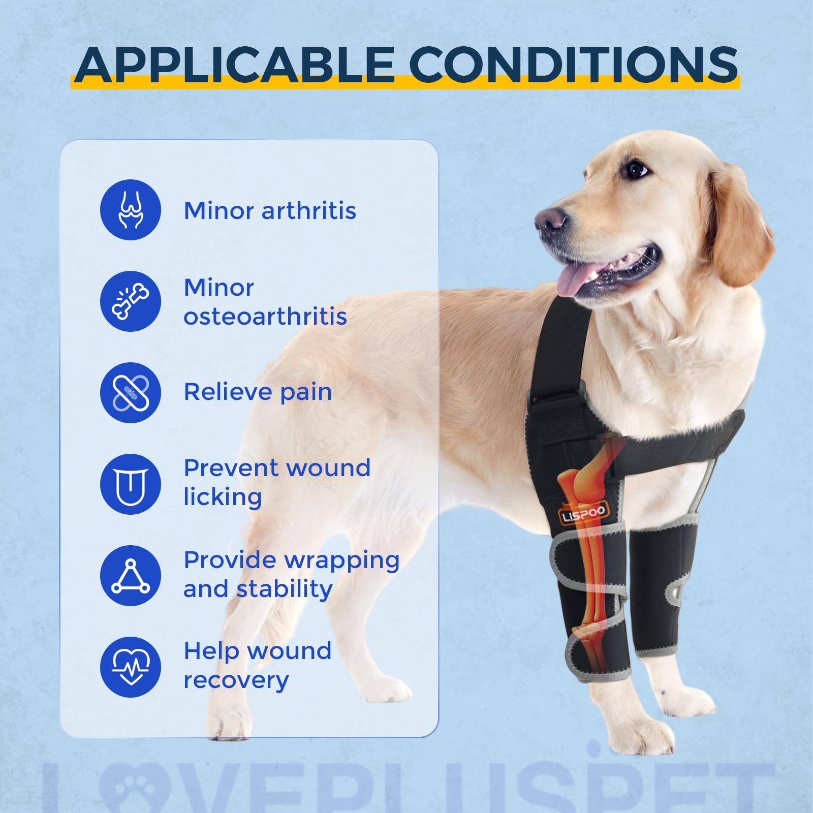 LISPOO Dog Elbow Brace for Shoulder & Front Leg, Canine Elbow Wrap for Shoulder Dislocation Pressure Sores - Image 3