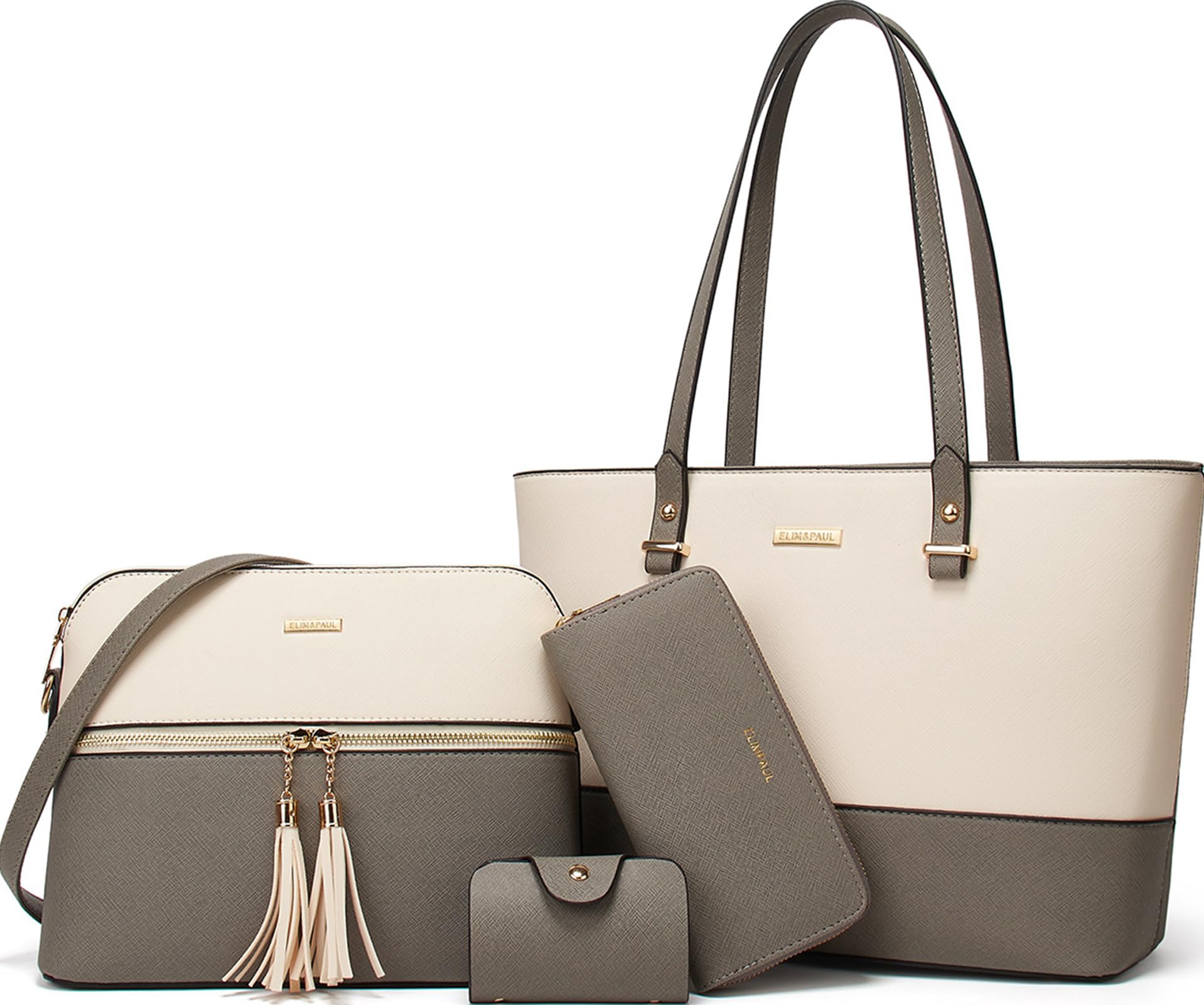 Modische Damen-Handtaschen aus Kunstleder, Tragetasche, Schultertasche, Tragegriff oben, 4-teiliges Set