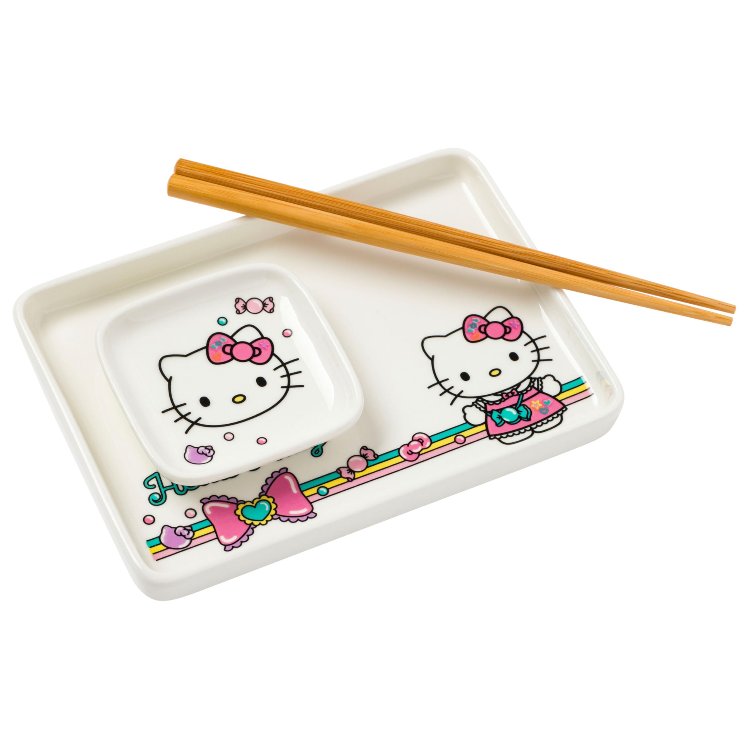 Silver Buffalo Sanrio Hello Kitty Ceramic Sushi Set, 3 Piece Set