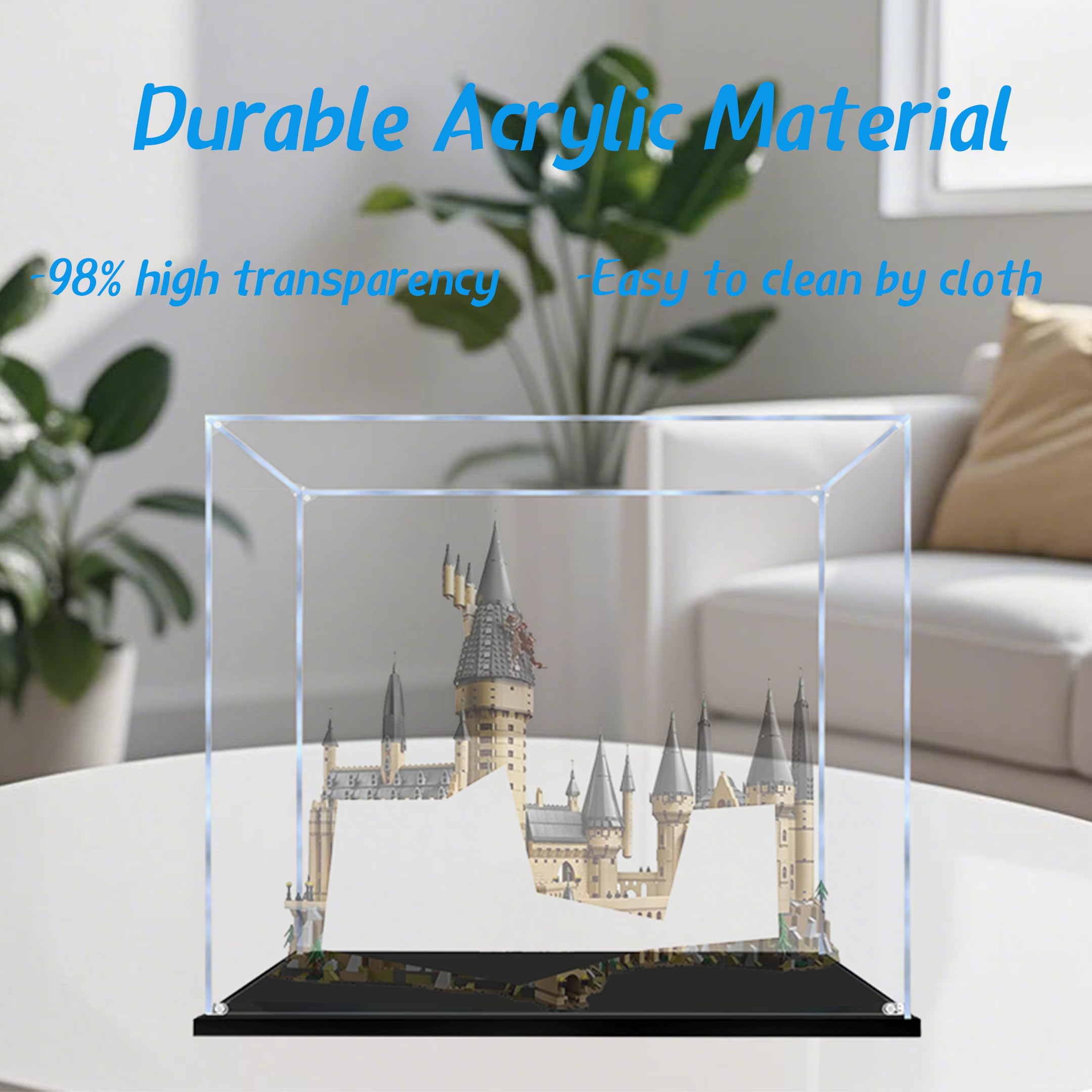 Acryl-Vitrine für Lego 71043 Schloss-Bauset, staubdichte transparente Box, Vitrine – nur Vitrine, Schaukasten kompatibel mit Lego 71043 (3 mm, schwarzer Sockel)