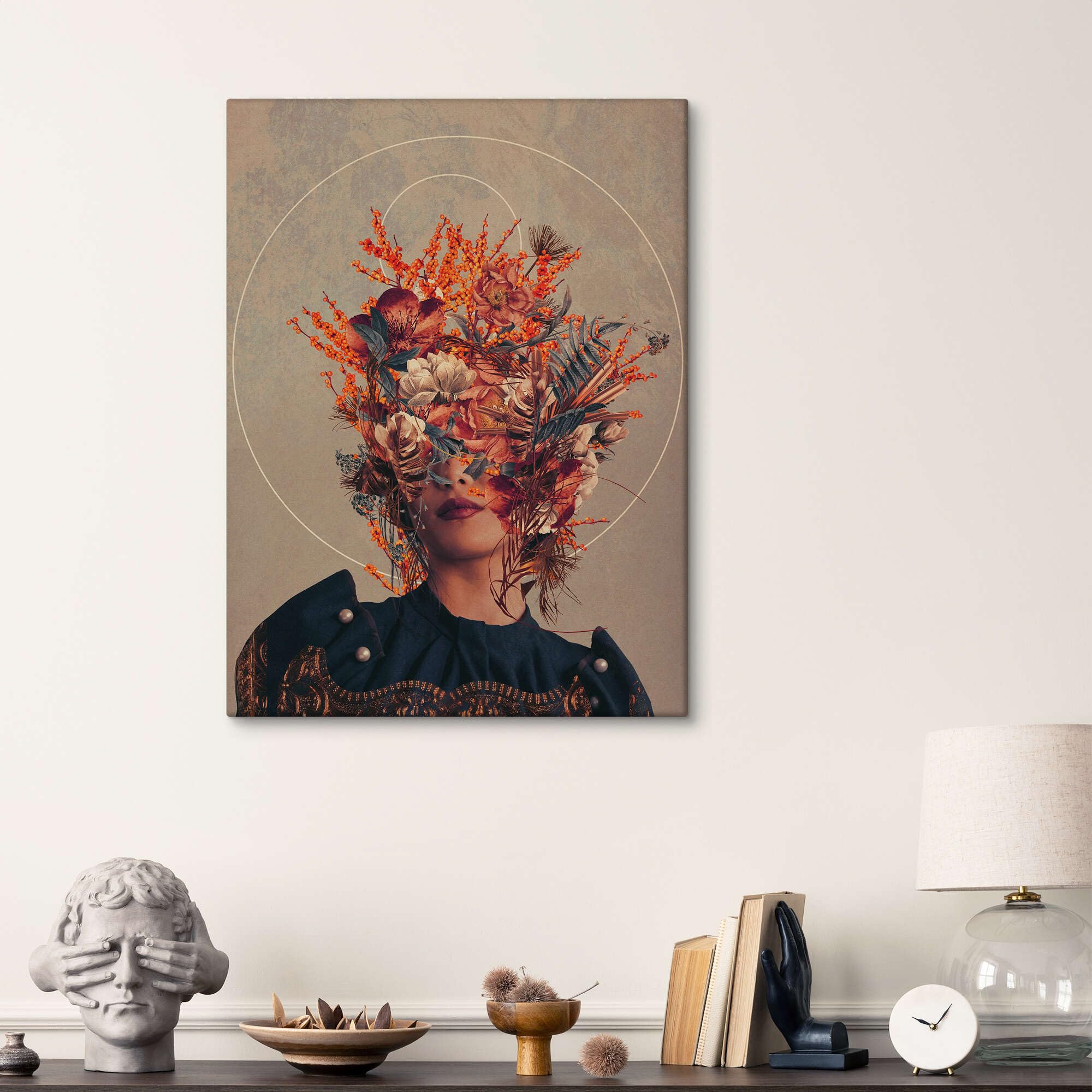 Posterlounge Autumnish beige elegance Stampa su tela | 50 x 70 cm di Frank Moth Quadri Decorazione per pareti