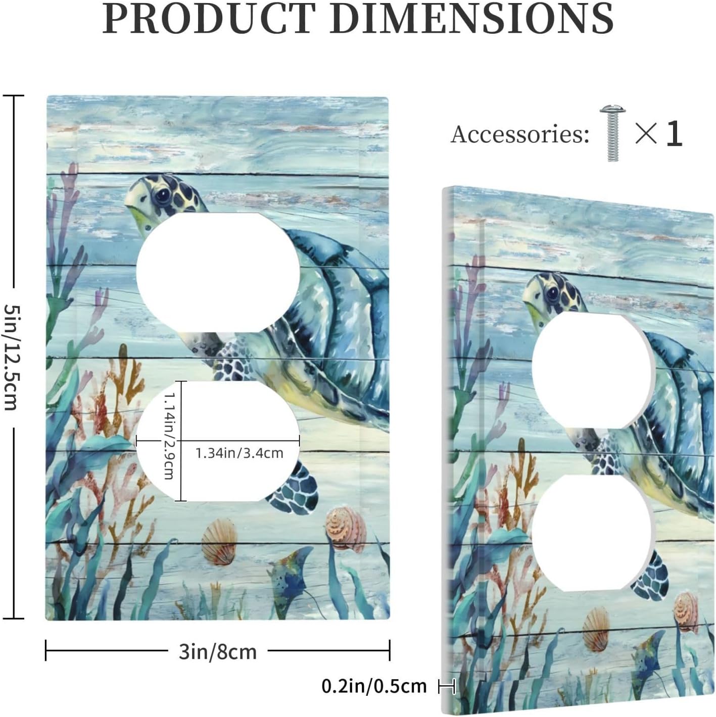 Rustic Sea Turtle Duplex Outlet Covers Light Switch Cover Country Wall Plate Mid Size Farmhouse Vintage Electrical Decorative Faceplate Switchplate for Bathroom Bedroom Kitchen
