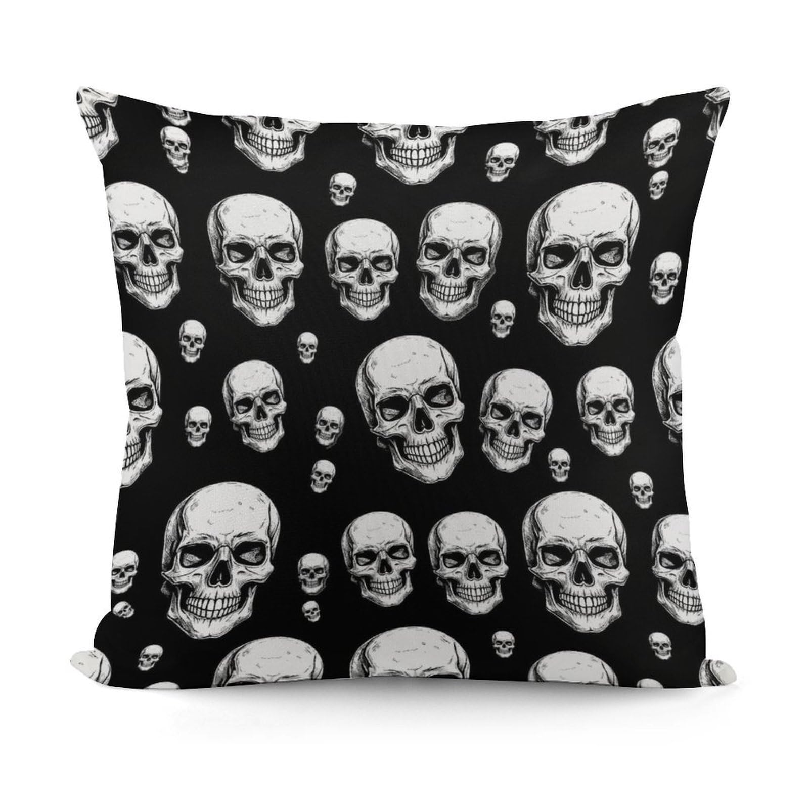 Smazdfxx Picture(281) Fashion Softffy Pattern Decorative Black And White Skull Head Pillow Covers For Sofa, Couch, Living Room