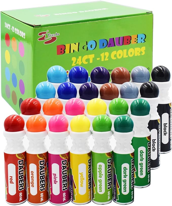 Yuanhe Bingo Daubers Dot Markers - 12 colors - 24 pack