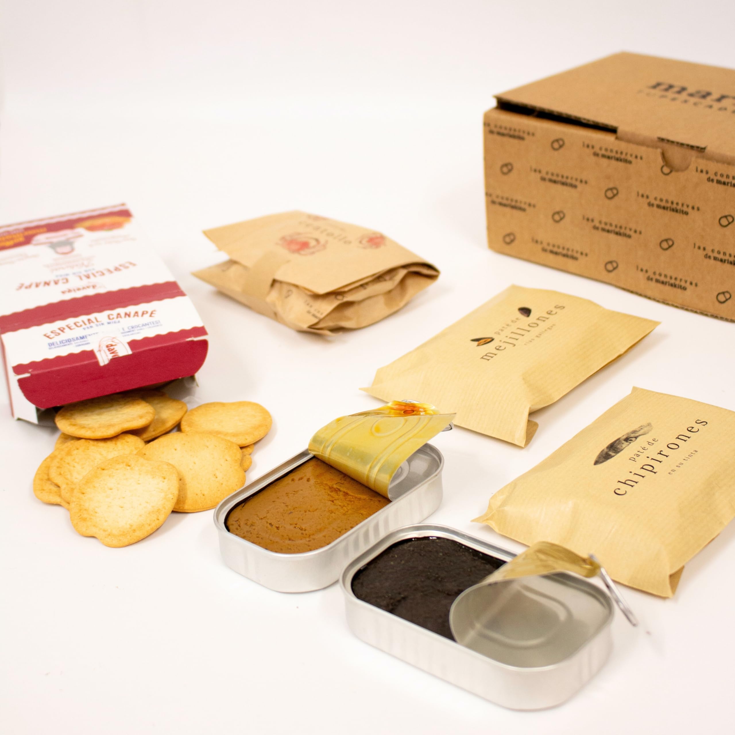 Pack La Mar de Aperitivos - 5 Patés Gourmet Latas de Conservas Gallegas Cesta Regalo Estuche Productos Delicatessen