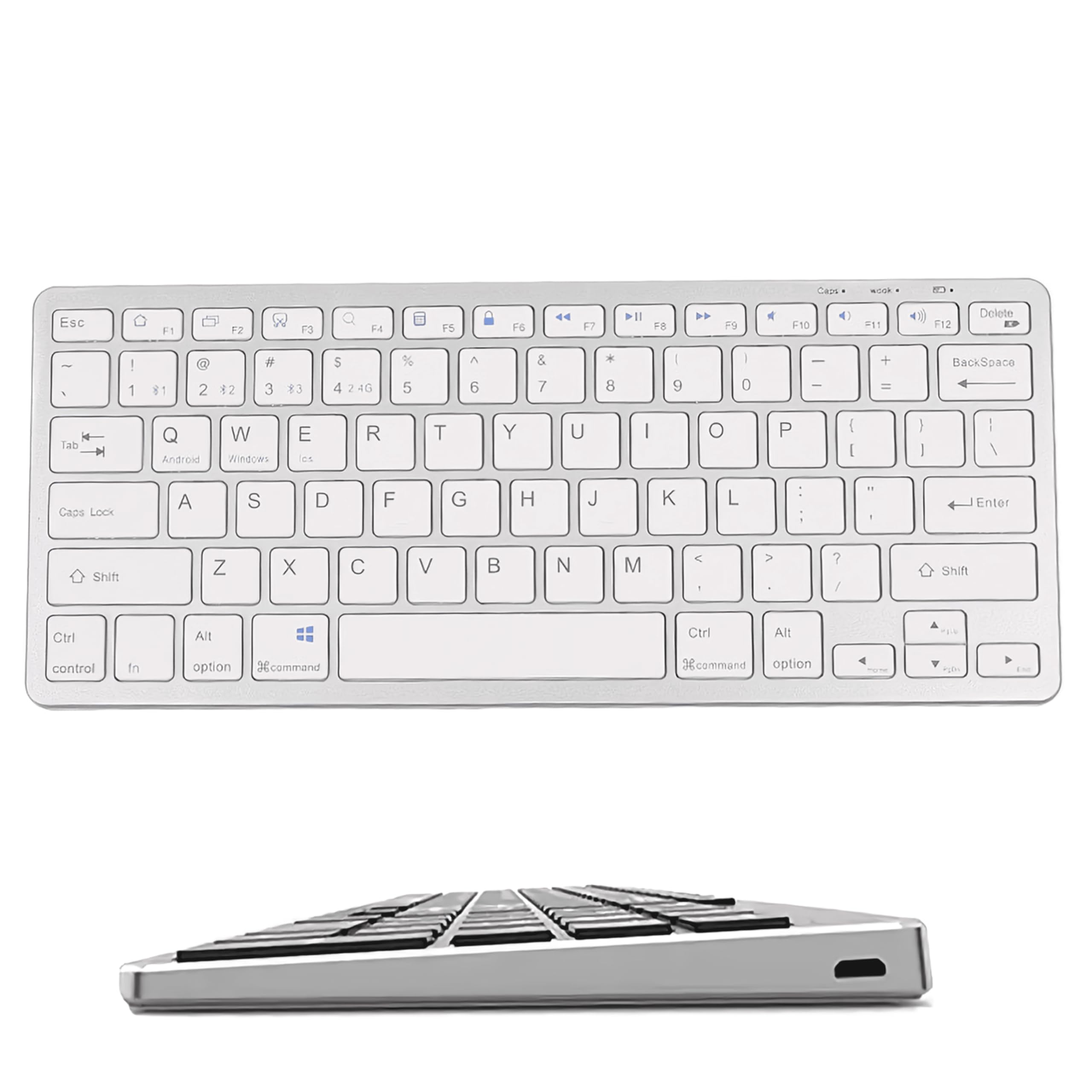 ZIZIS Spanish Wireless Bluetooth Keyboard – Compatible with iOS, Android and Windows for iPad, iPhone, Samsung, Huawei, Lenovo, Tablets and Other Devices (Metallic Grey)