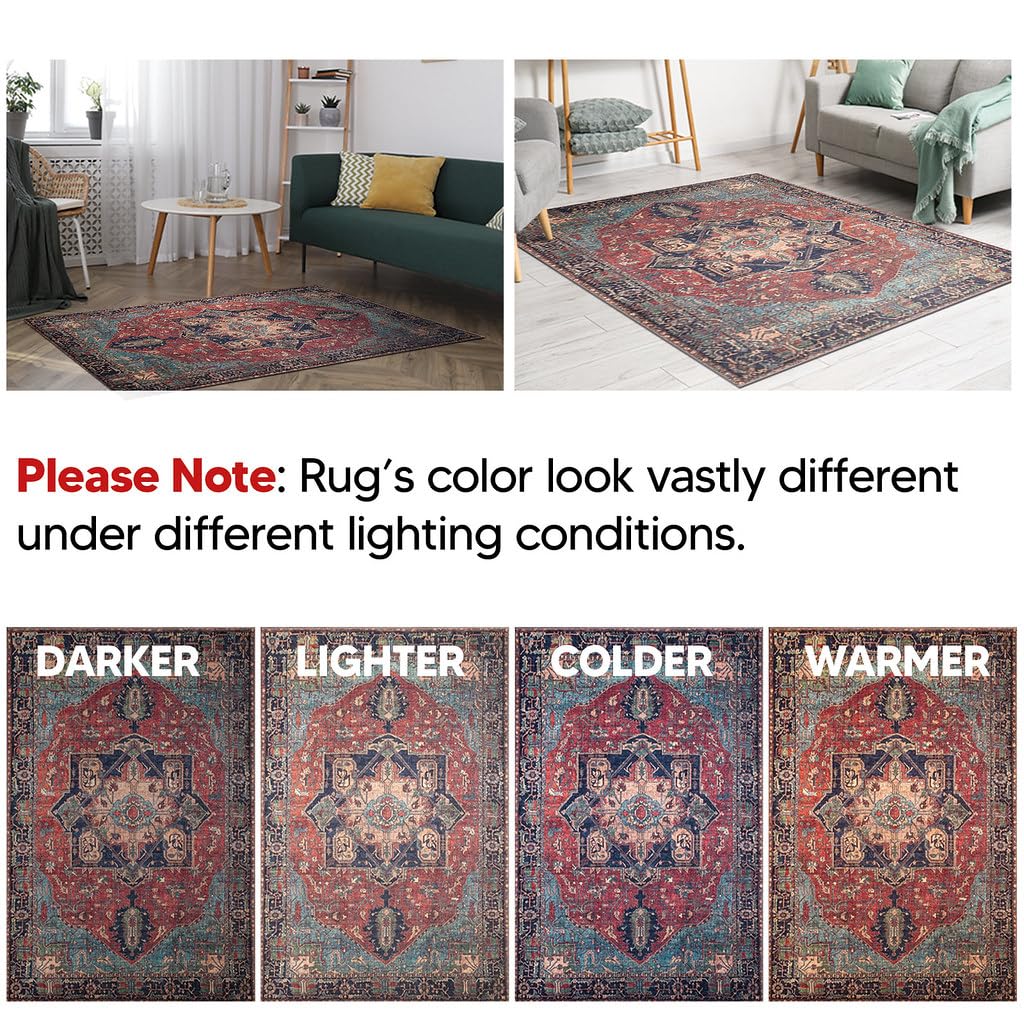 Keen Home Design 3x5 Rug - Machine Washable Entry Rug with Non-Slip Backing, Ideal for Enteryway, Kitchen, Bathroom, Laundry Room - Vintage, Easy Clean, Durable, Low Pile Rug - (3' x 5')
