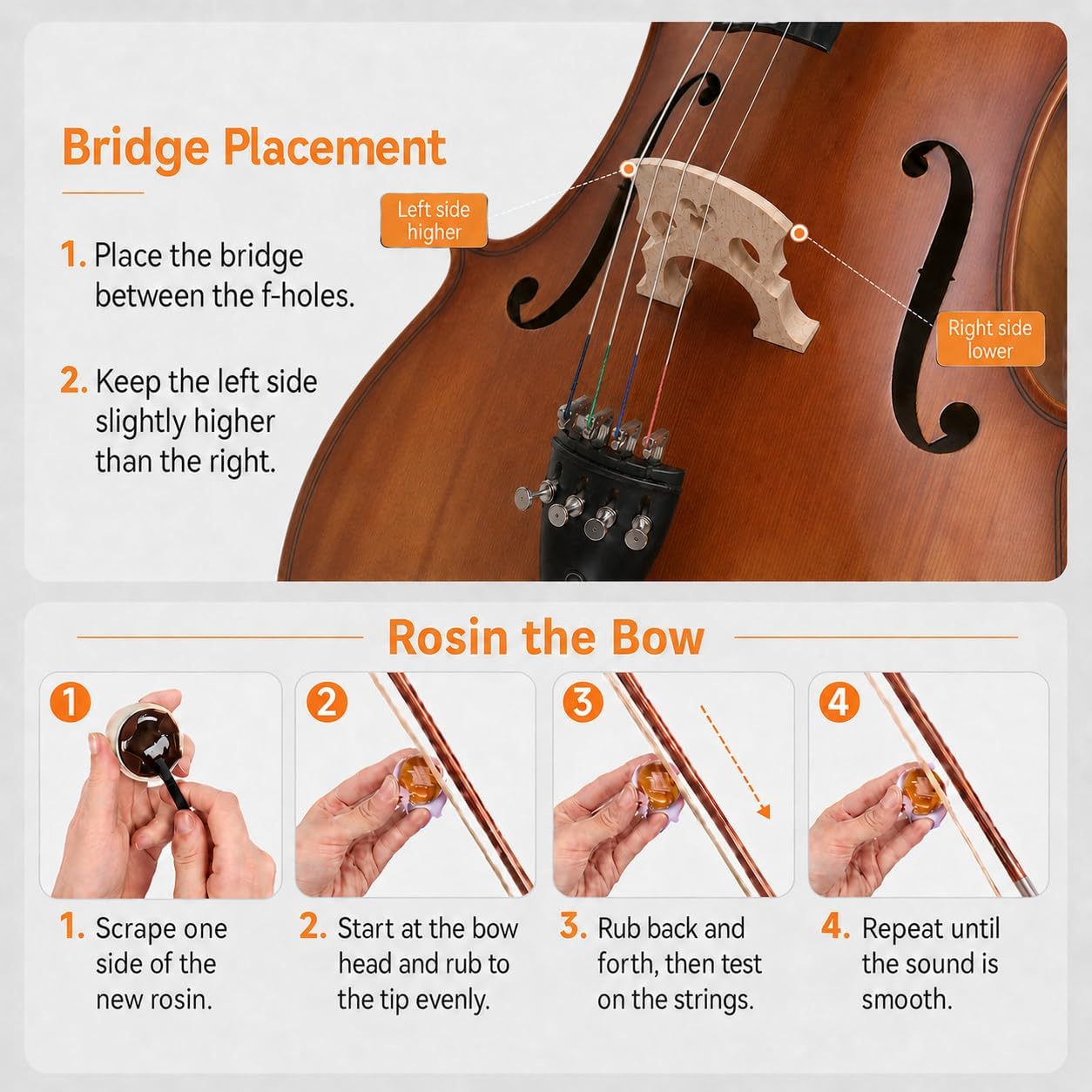 Full Size Acoustic Cello Kit for Adults,Beginners,Complete 4/4 Cello Set with Portable Bag, Bow, Rosin (Matte Natural)