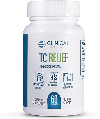 Clinical Effects TC Relief - Curcumina de cúrcuma con pimienta negra bioperina - Suplemento para articulaciones para comodidad y movilidad - 60