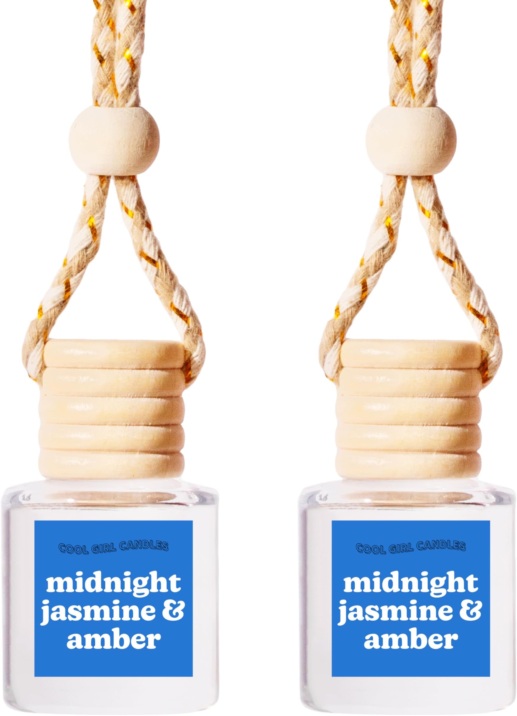 COOLGIRLCANDLES Midnight Jasmine & Amber Car Hanging Fragrance Oil Air Freshener for Essential Oils, Long Lasting Car Diffuser Bottle