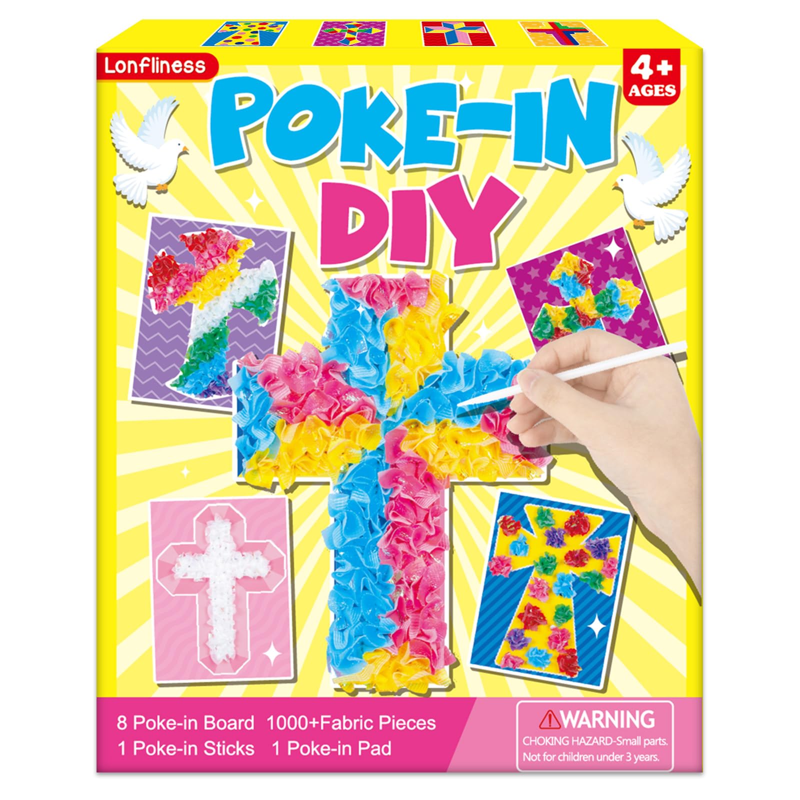 Lonfliness 8 Pcs Cross Poke in Craft Kits for Kids Mess Free DIY Art