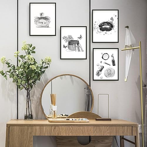 Miniatura 3 de PLIGREAT 9 impresiones de pared de moda para mujer, decoración de pared en blanco y negro, pintura de pared moderna sin marco, impresión de lienzo