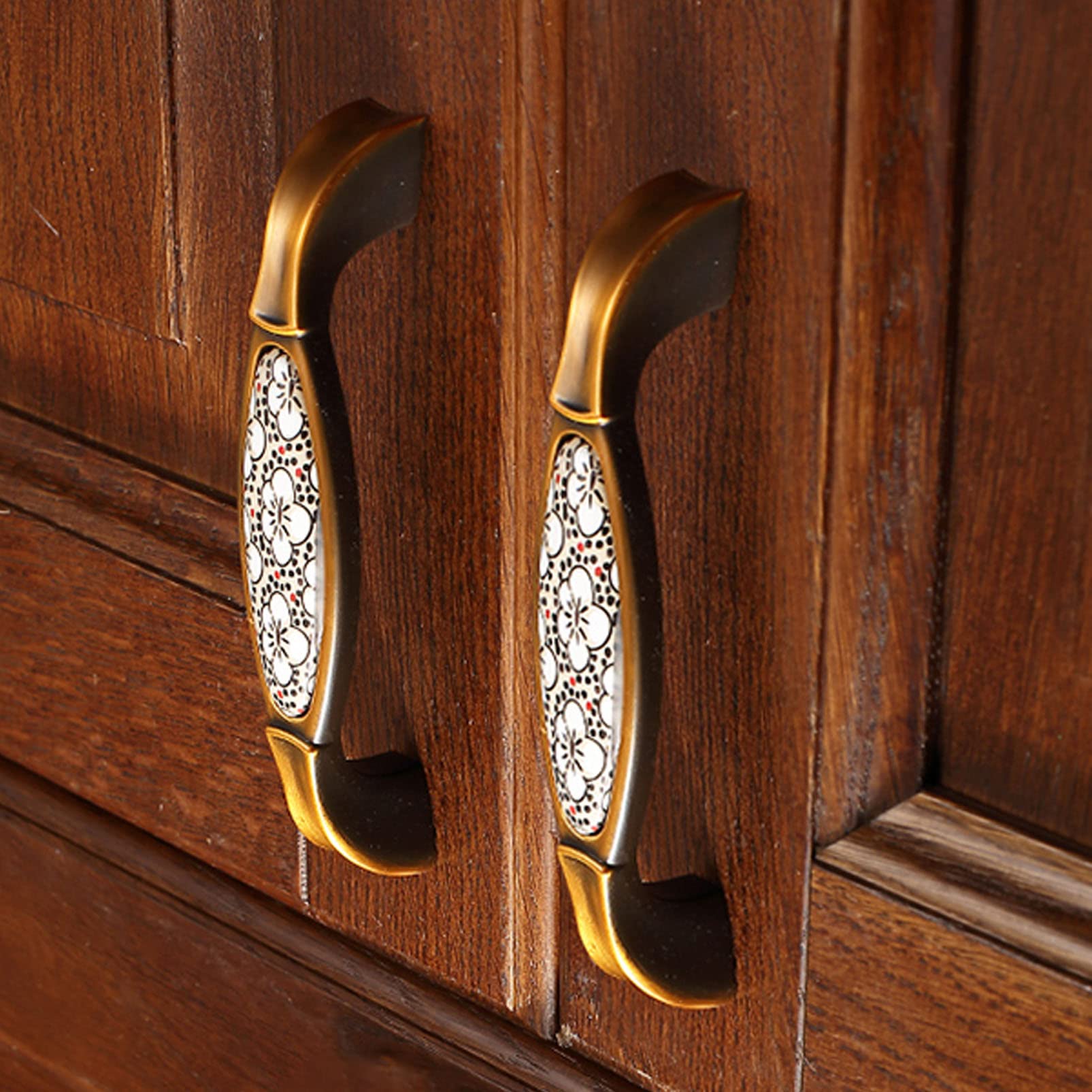 Mnghayyr One Color Ceramic Cabinet Knobs, Decorative Drawer & Door Ha 2 Pcs Ceramic Cabinet Door Handles Zinc Alloy Cupboard Pulls Multiple Sizes(Hole Distance 96Mm)