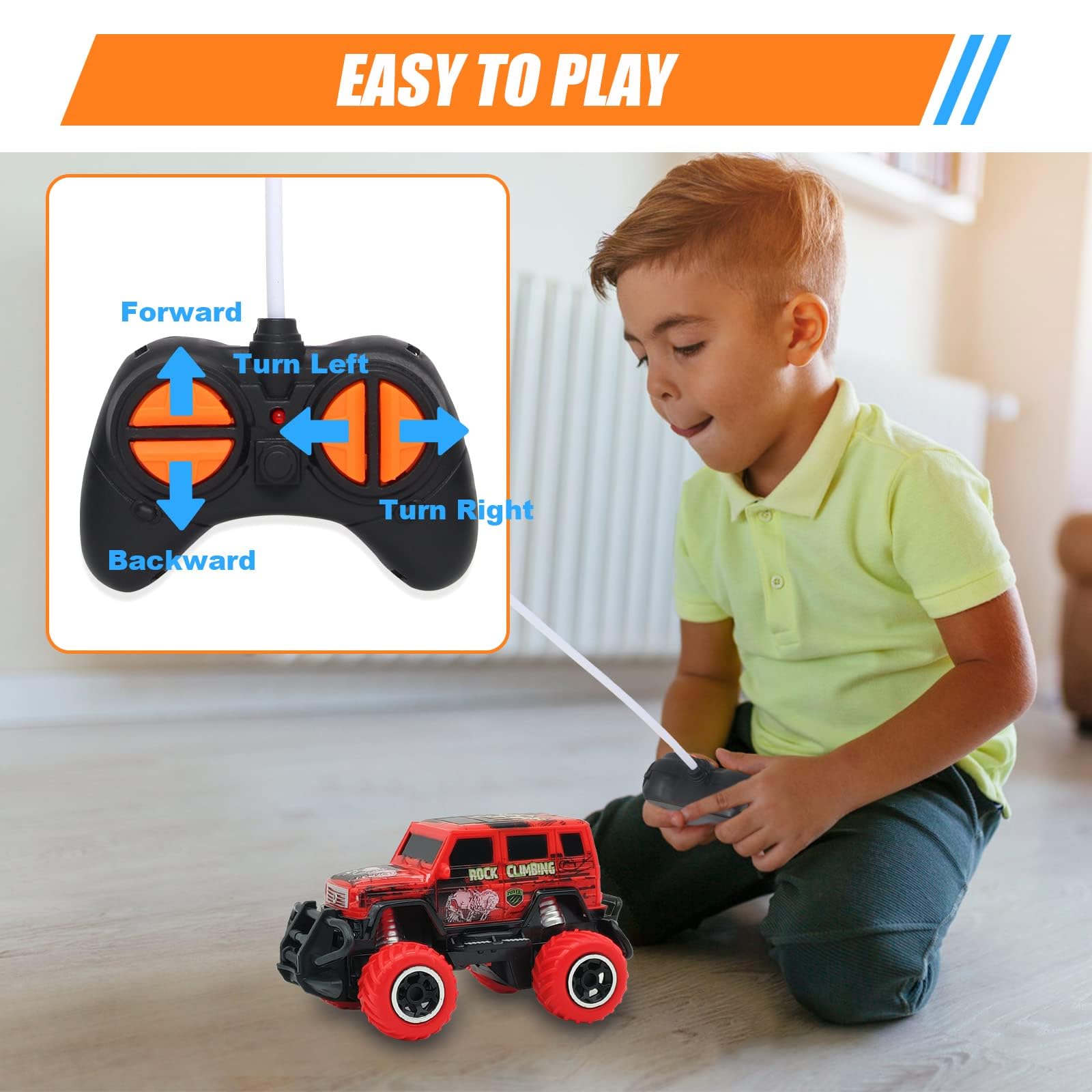 Pup Go Giocattoli per Bambini, Macchinine Telecomandate RC, Regalo Perfetto per 3-5 Anni, Monster Truck Elettrici, Auto Gioco per Maschi, Giocattolo Divertente per il Tempo Libero Rossa
