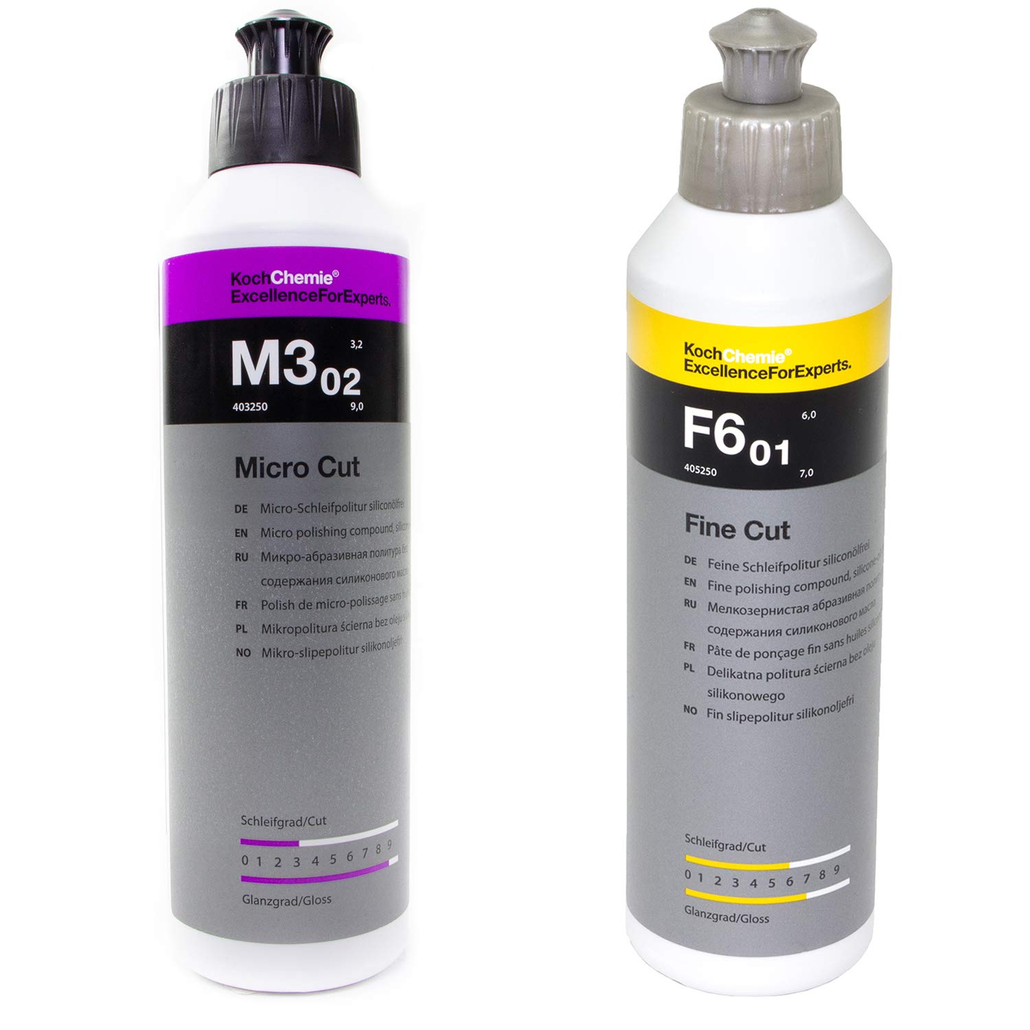Fine Cut F6.01 politura do szlifowania drobno niezawieraj?ca oleju silikonowego i Micro Cut & Finish M3.02 Koch Chemie po 250 ml