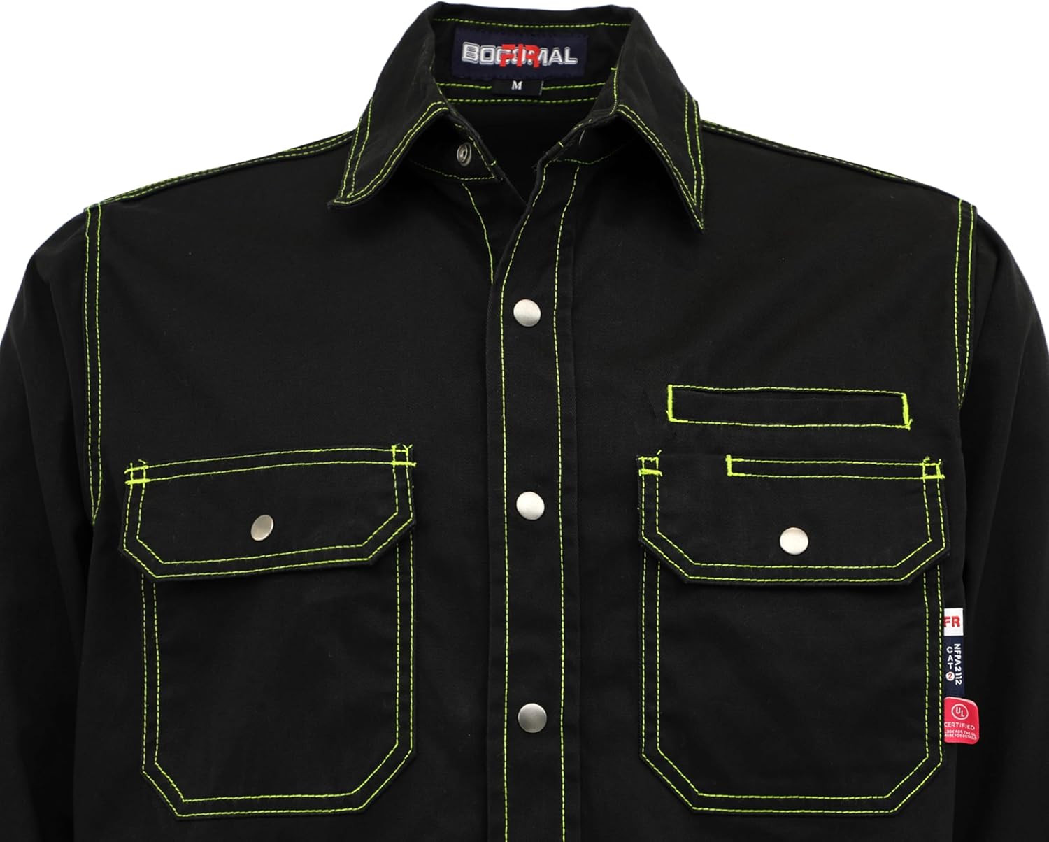 BOCOMAL FR Shirts for Men Snaps Down 7.5oz Water Repellent Fire Resistant Welding Jackets-NFPA2112 CAT2 - Image 4