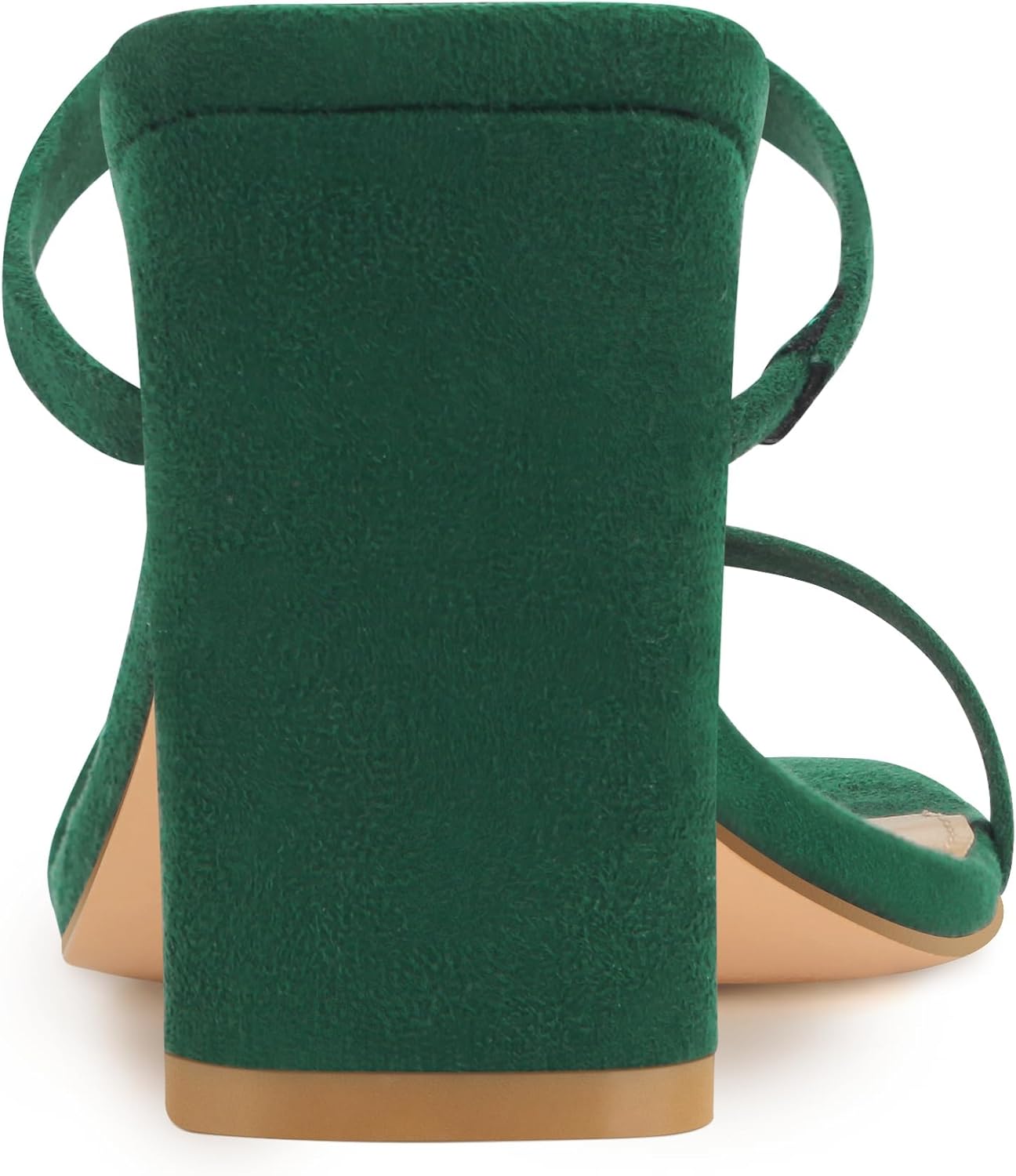 Carcuume Women's Square Toe Two Strap Open Toe Block Heels Sandals Slip On Shoes,Green Su1,8.5 - Image 5