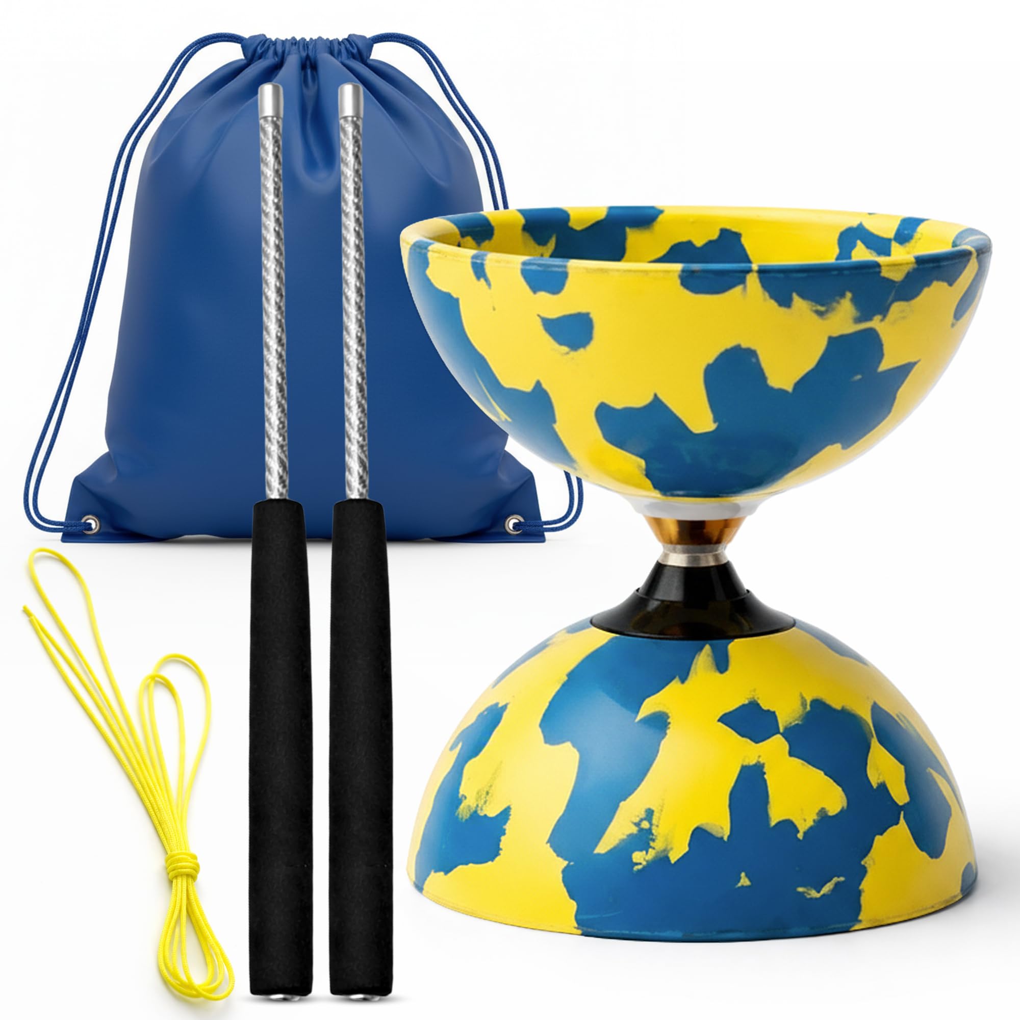 ProXopi Diábolo Profesional Triple Rodamiento, Diabolo de Malabares con Palos de Fibra de Carbono, Cuerda y Bolsa de Transporte, Estable y Resistente para Principiantes y Adultos (Rojo y Negro) — view 9