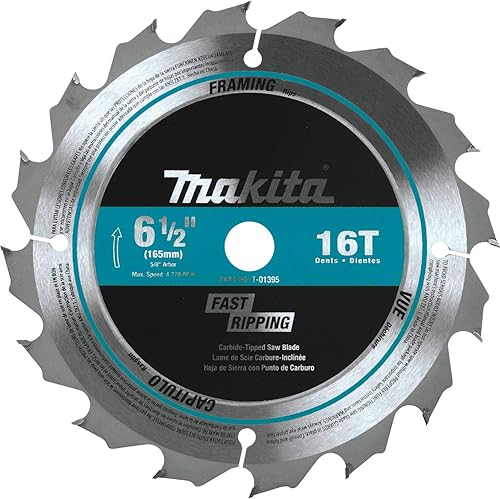 Makita T-01395 Hoja de sierra circular con punta de carburo 16T de 6-12 pulgadas marco