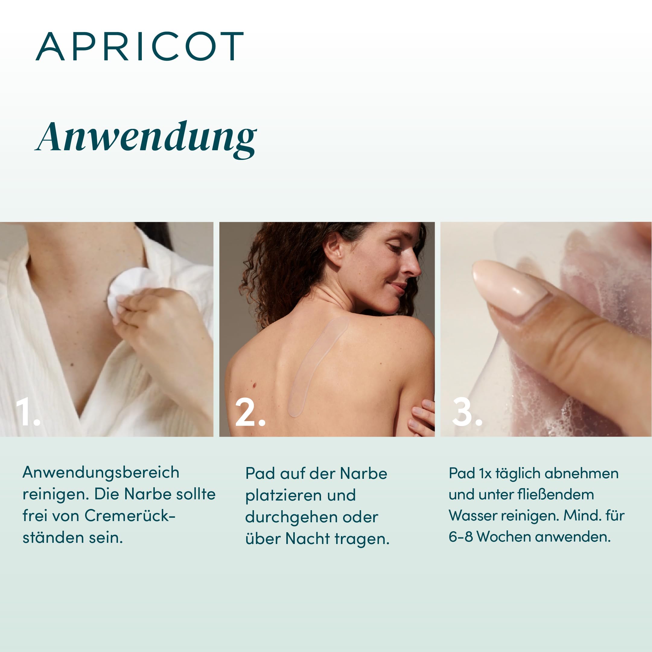 APRICOT 2x Silikon Narben Pad mit Bio-Aloe Vera aus medizinischem 16,5cm x 3,5cm - 30x Wiederverwendbar - Silikonpflaster für Narben, Narbenpflaster Silikon, Kaiserschnitt Narbenpflege OP