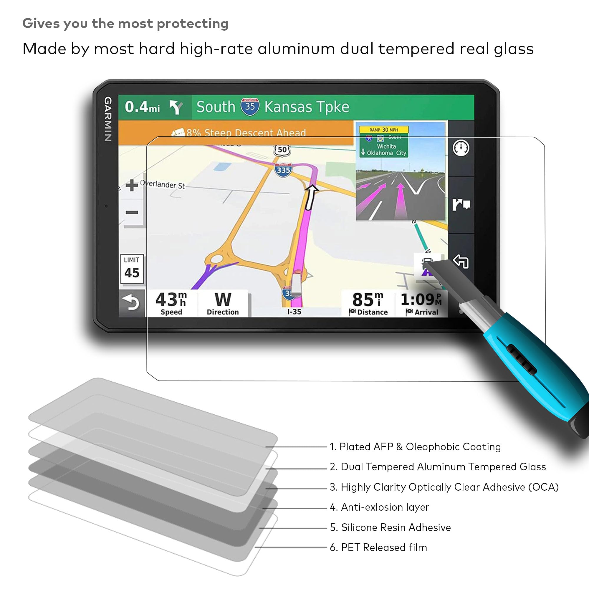 2 Pellicole In Vetro Temperato Per Garmin Dezl LGV1000/1010/1020 | Schermo 10 Pollici HD Clear | Anti-impronte E Alta Sensibilità Touch