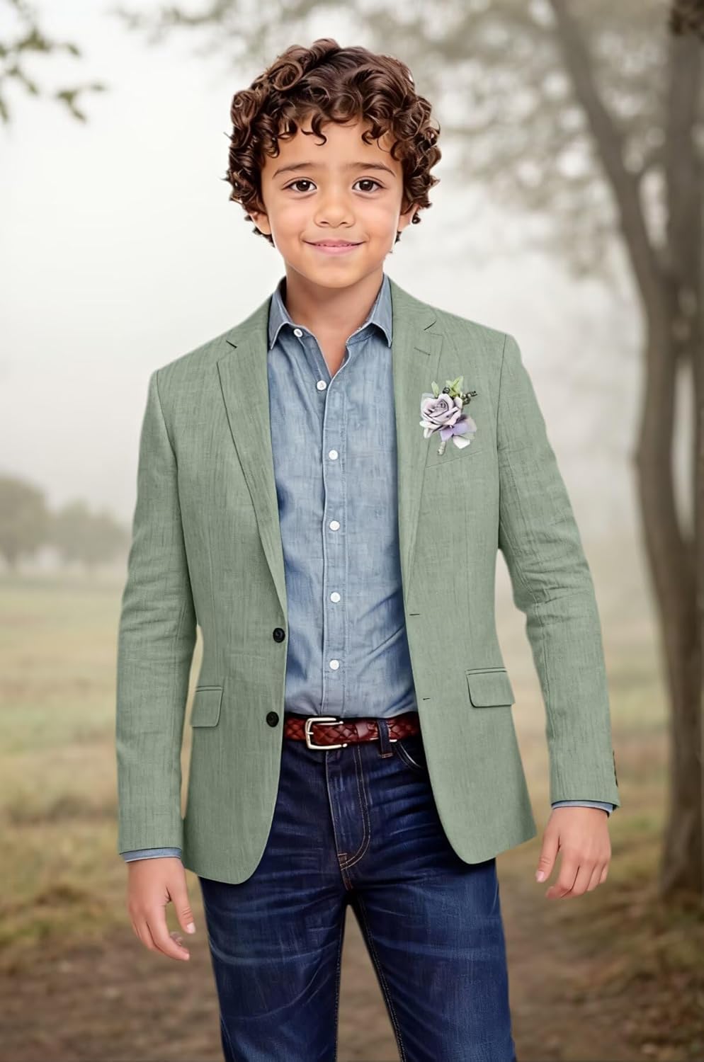 Linen Boys Blazer Lightweight Sport Coat Summer Casual Kids Wedding Guest Outfit