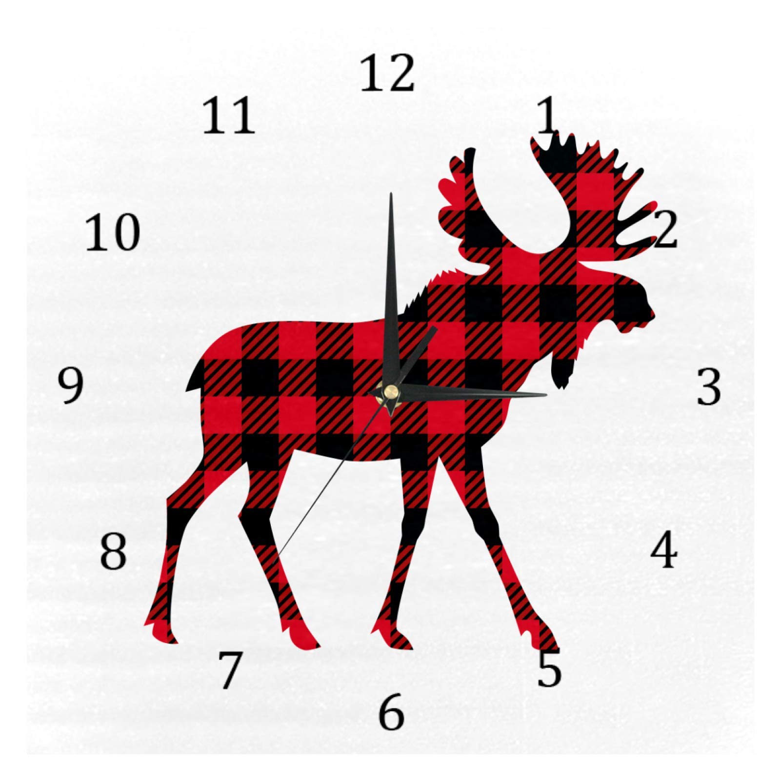 Horloge murale Cerf à Carreaux silencieuse et sans tic-tac pour salon
