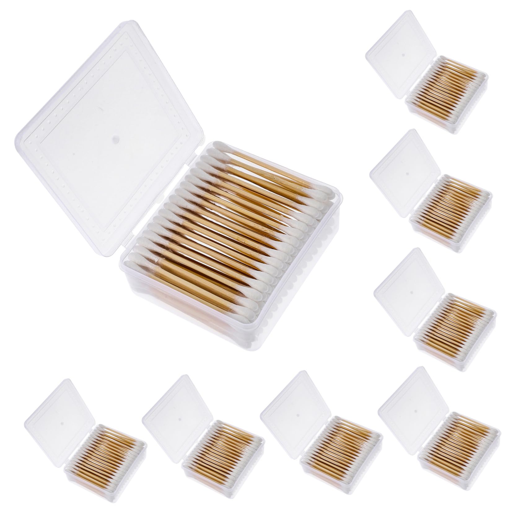 BIUDECO Mini Cotton Swabs for Makeup 8 Boxes of Long Cotton Buds 1200 Pcs Disposable Makeup Cleaning Swabs