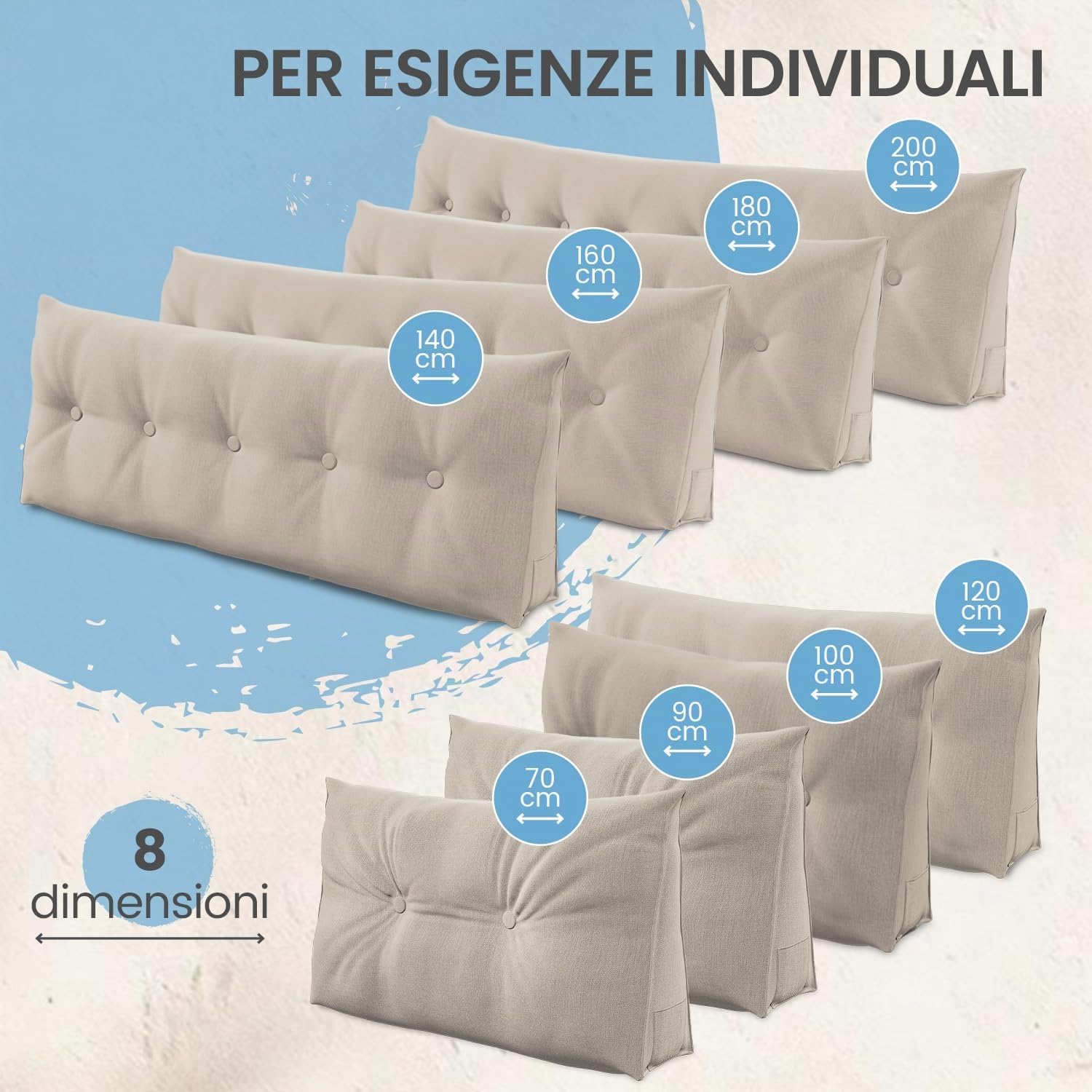 ELONEO Cuscino schienale 90 cm di larghezza, cuscino angolare adatto per letto e divano
