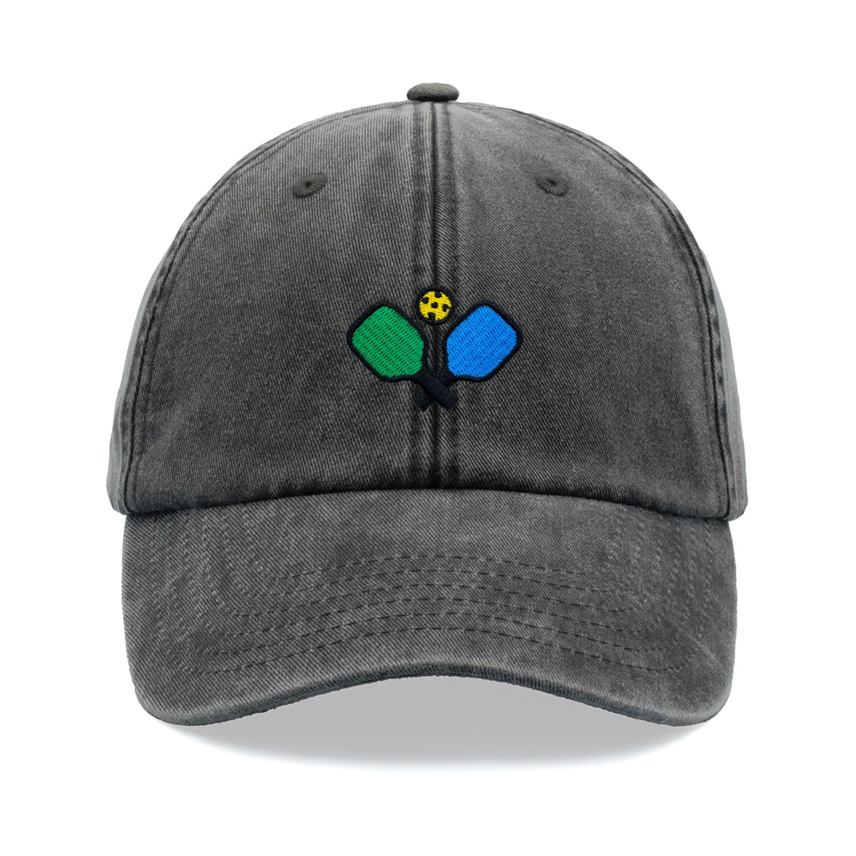 Cap Base Unisex Black Pickleball Baseball Cap Vintage Washed Dad Hat Low Profile Adjustable