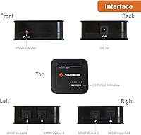 Vista 3 de J-Tech Digital Interruptor digital premium de señal de fibra óptica a audio SPDIF, con conexión TOSLINK, con control remoto